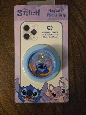 Disney Stitch Light Blue MagSafe Phone Grip with Glitter